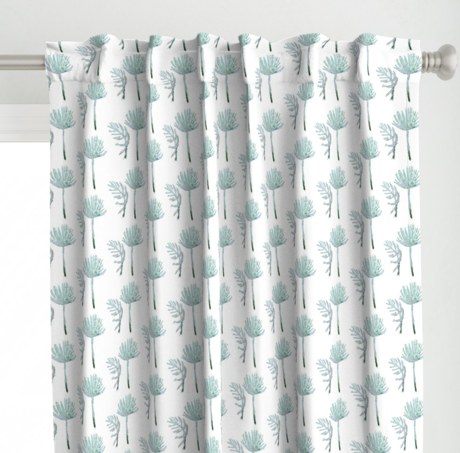 White Palmetto Curtain Panels