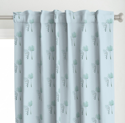 Blue Palmetto Curtain Panels