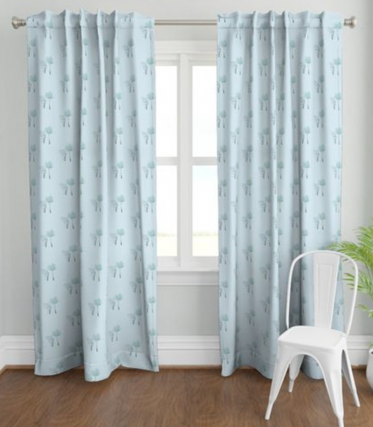 Blue Palmetto Curtain Panels