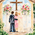Beneath the Chapel Cross — Watercolor Printable